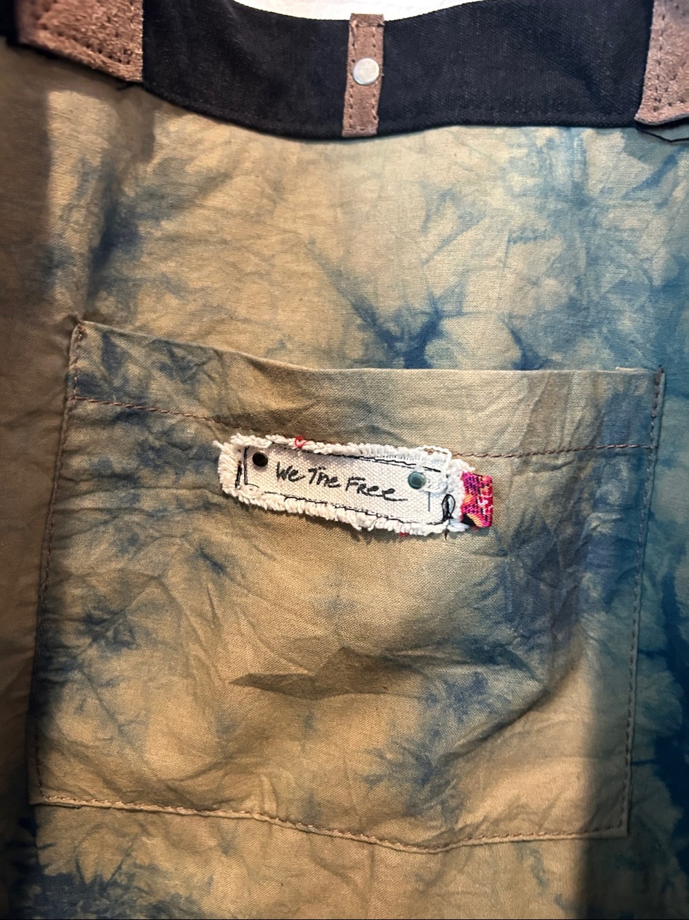 We The Free Black Canvas Tote with Brown Accent Patches - Picture 2 of 5